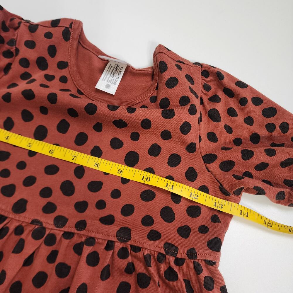 Hanna Andersson Girls Animal Print‎ Polka Dot Tiered Dress Size 6-7 Rust Brown - Picture 9 of 10